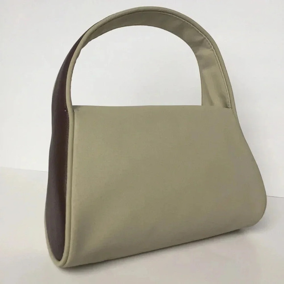 Beige cream faux leather mini handbag satchel  vegan clutch - Picture 1 of 14